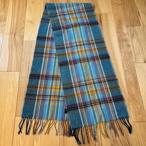 Cashmere Multicolor Plaid Fringe Accent Scarf Made in Scotland